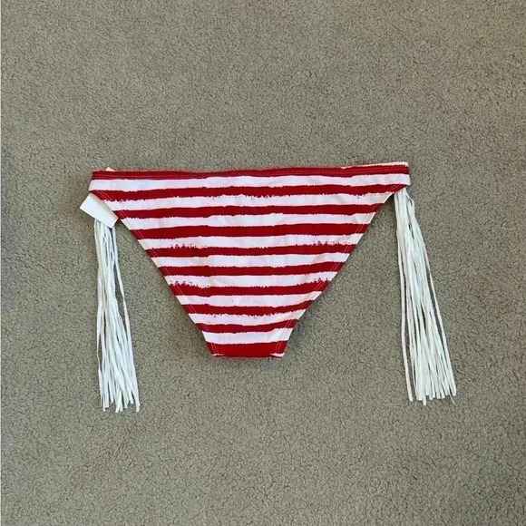 New with tags bp fringe tassel side red and white bikini bottoms - Picture 3 of 5